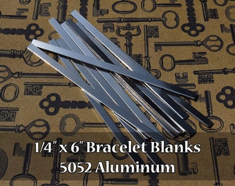 10 - 5052 Aluminium 1/4 in. x 15 cm. Armband Manschettenrohlinge - Polierte Metall Stanzrohlinge - 14G 5052 Aluminium - flach - 6,26mm x 152,4mm