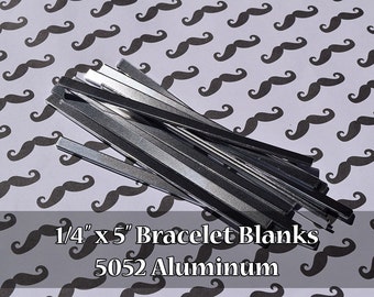 50 - 5052 Aluminium Manschettenrohlinge - Polierte Metall Stanzrohlinge - 14G 5052 Aluminium - flach - 6,35mm x 127mm