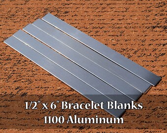 10 - 1100 Aluminium 1/2 in. x 15 cm. Armband Manschetten oder Lesezeichen Rohlinge -Polierte Metall Stanzrohlinge -14G 1100 Aluminium-Flach-12,6mm x 152,4mm