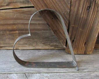 antique heart shaped metal biscuit cutter