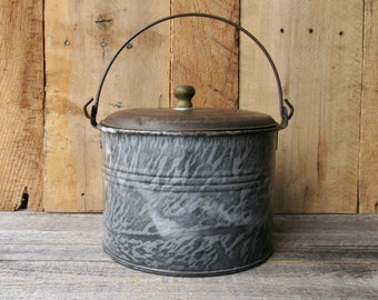 antique graniteware berry bucket