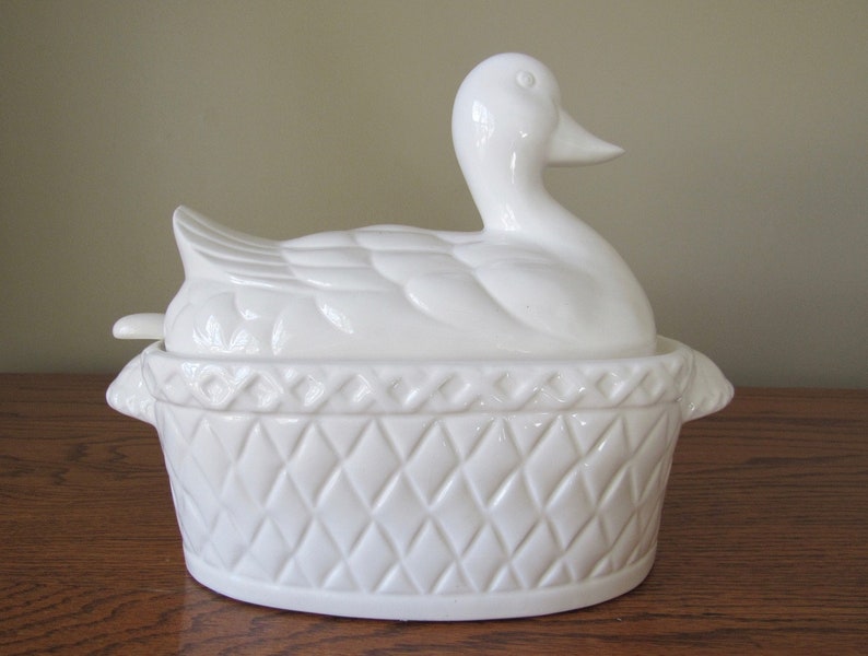 Vintage duck soup tureen with ladle Etsy