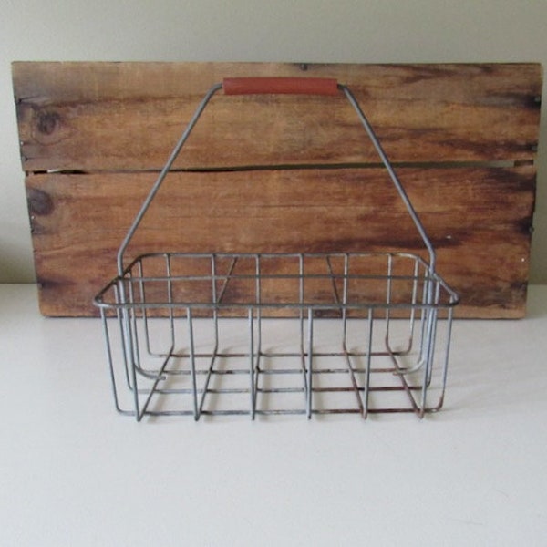 vintage wire bottle carrier holder 6 section