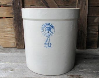antique 4 gallon crock Louisville Pottery Indian Head Cherokee