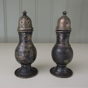 antique sterling silver salt and pepper shakers