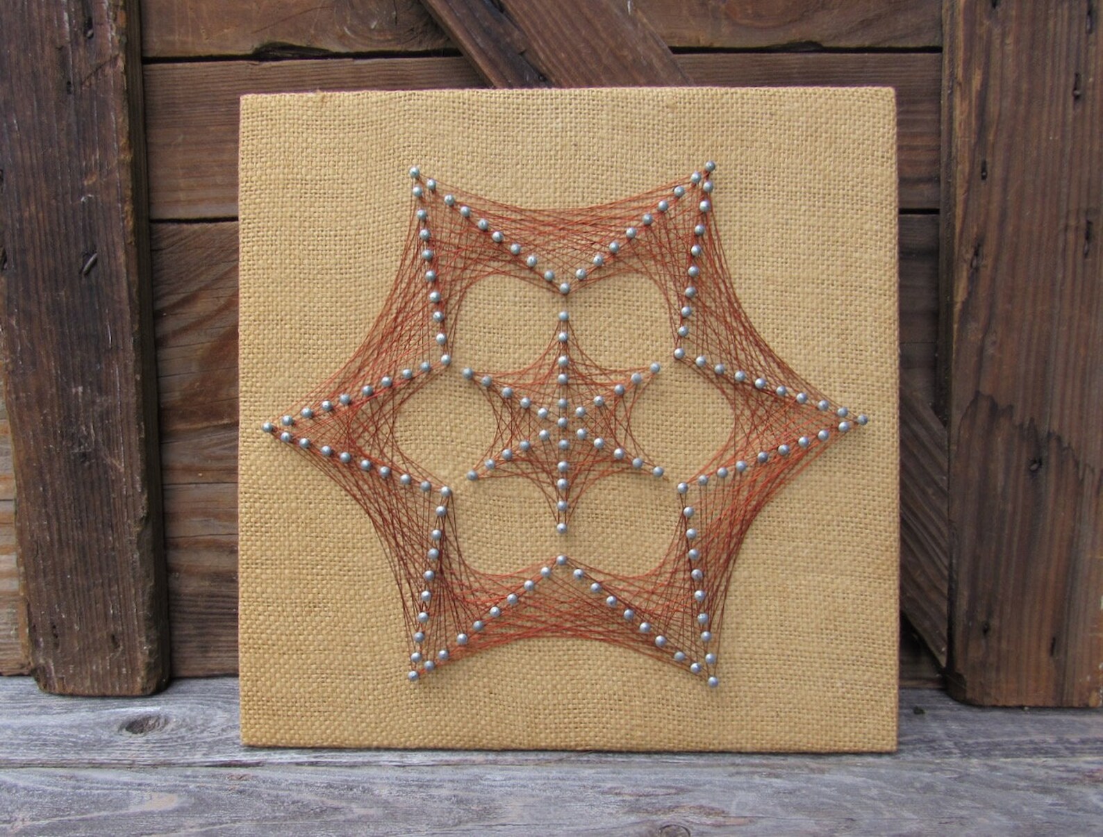 Vintage copper string wire art star pattern wall hanging Etsy