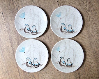 set of 4 vintage bread and butter plates Red Wing Pottery Bob White