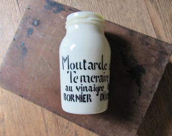 vintage milk glass mustard jar France