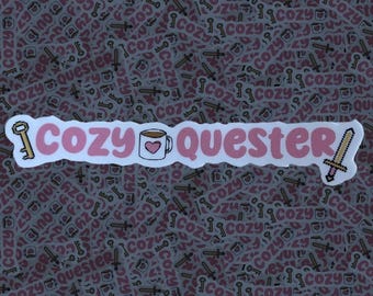 Cozy Quester Sticker: Gamer Kindle, Water Bottle Decal