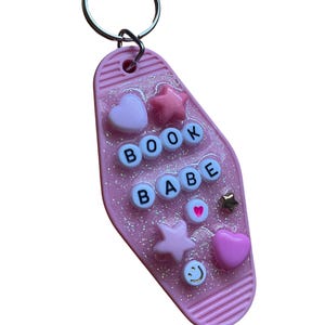 Bookish Motel Keychain, Bag Charm, junk keychain, book babe, hot girls read