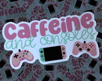 Caffeine and Consoles Sticker: Gamer Laptop, Kindle, Water Bottle