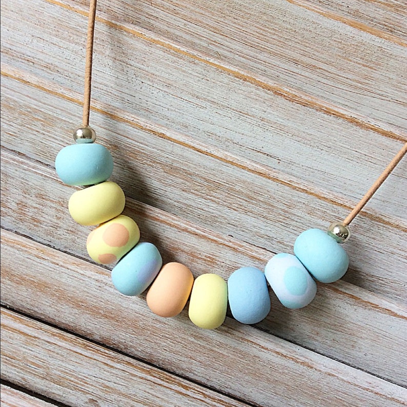 Pastel bead necklace polymer clay necklace statement | Etsy