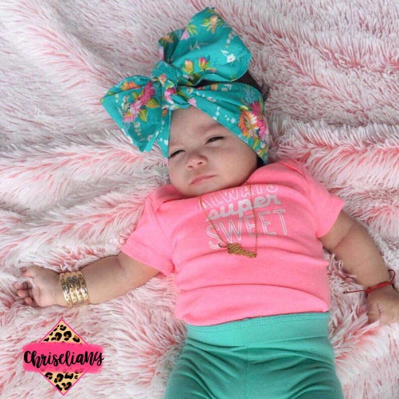 TURQUOISE FLORAL Headwrap Baby Headwrap Newborn Headwrap Bow Headwrap floral headwrap Fabric Headwrap Turban Headwra Toddler Headwrap