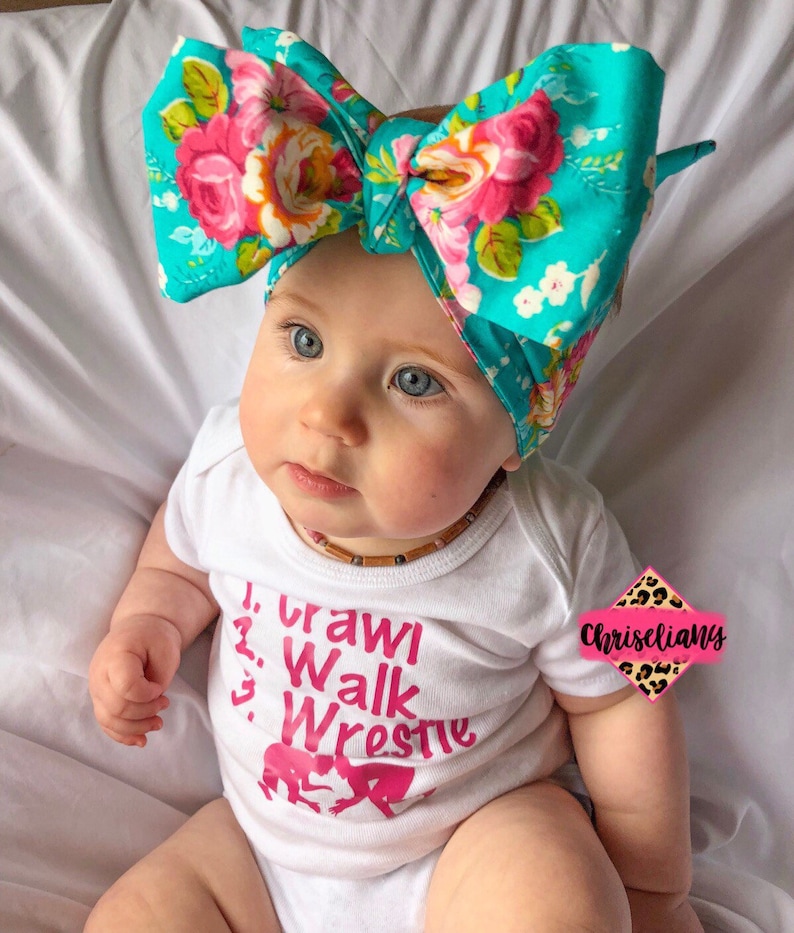 TURQUOISE FLORAL Headwrap Baby Headwrap Newborn Headwrap Bow Headwrap floral headwrap Fabric Headwrap Turban Headwra Toddler Headwrap