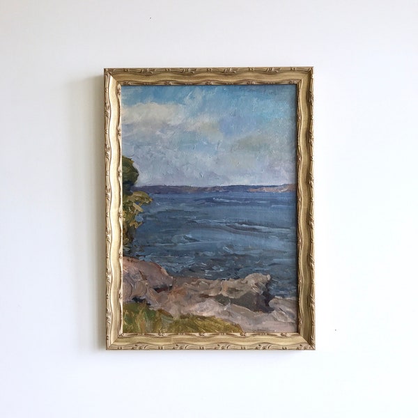 Waterworks Original Vintage Oil Painting Vertical Framed