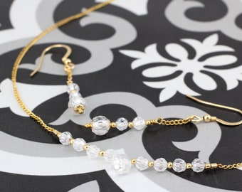 April / Diamond (CZ / Cubic Zirconia) Birthstone Row necklace and earrings