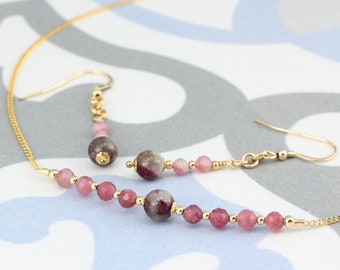 October / Tourmaline gemstone Birthstone Row necklace