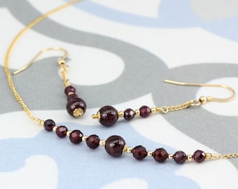 January / Garnet Birthstone Row necklace and earrings
