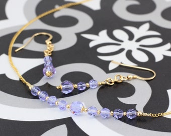June / Alexandrite Birthstone Row necklace and earrings