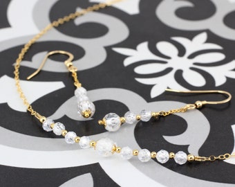 April / Diamond (CZ / Cubic Zirconia) Birthstone Row necklace and earrings