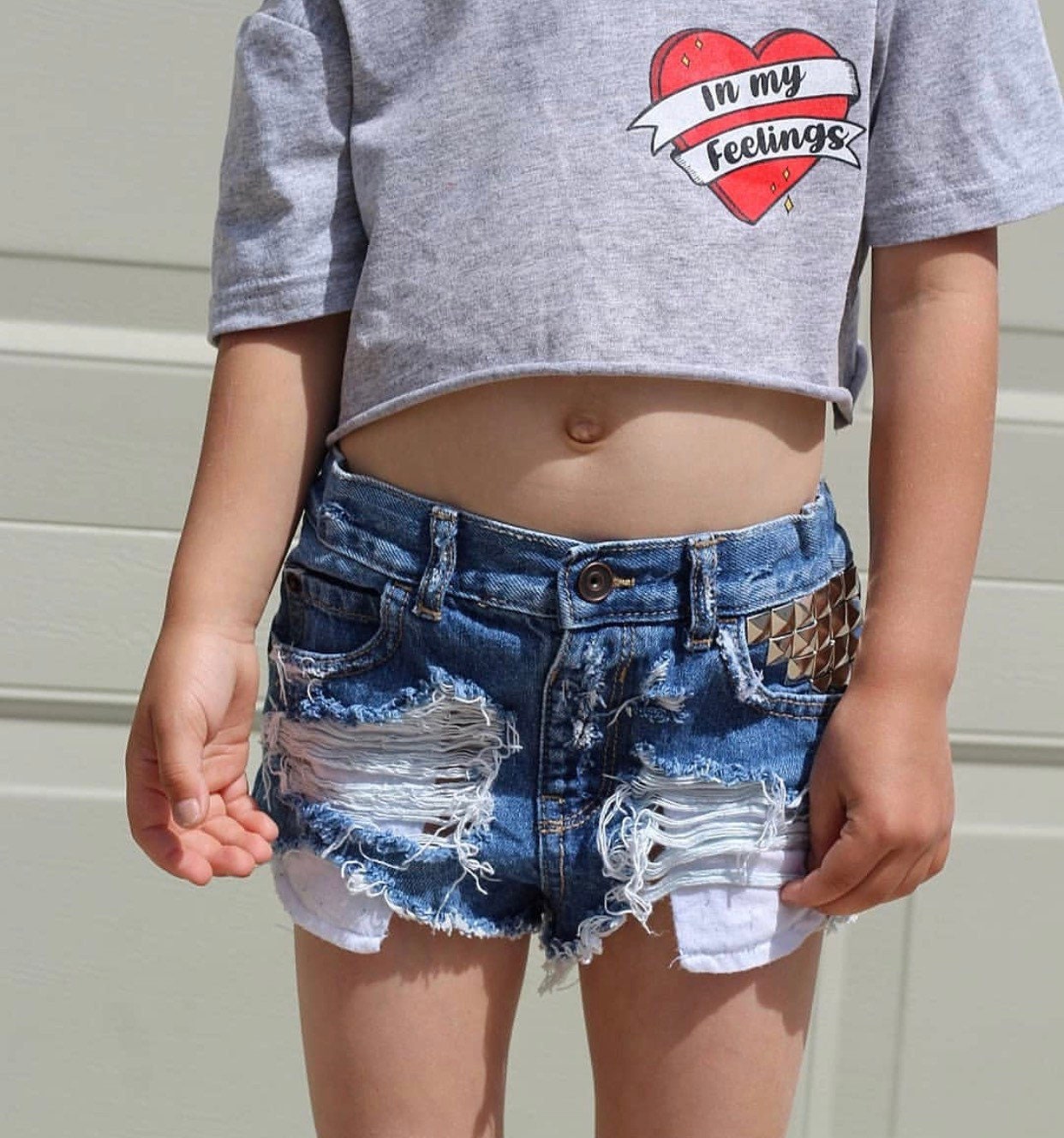 VULTURES baby girl toddler destroyed distressed deconstructed cut off