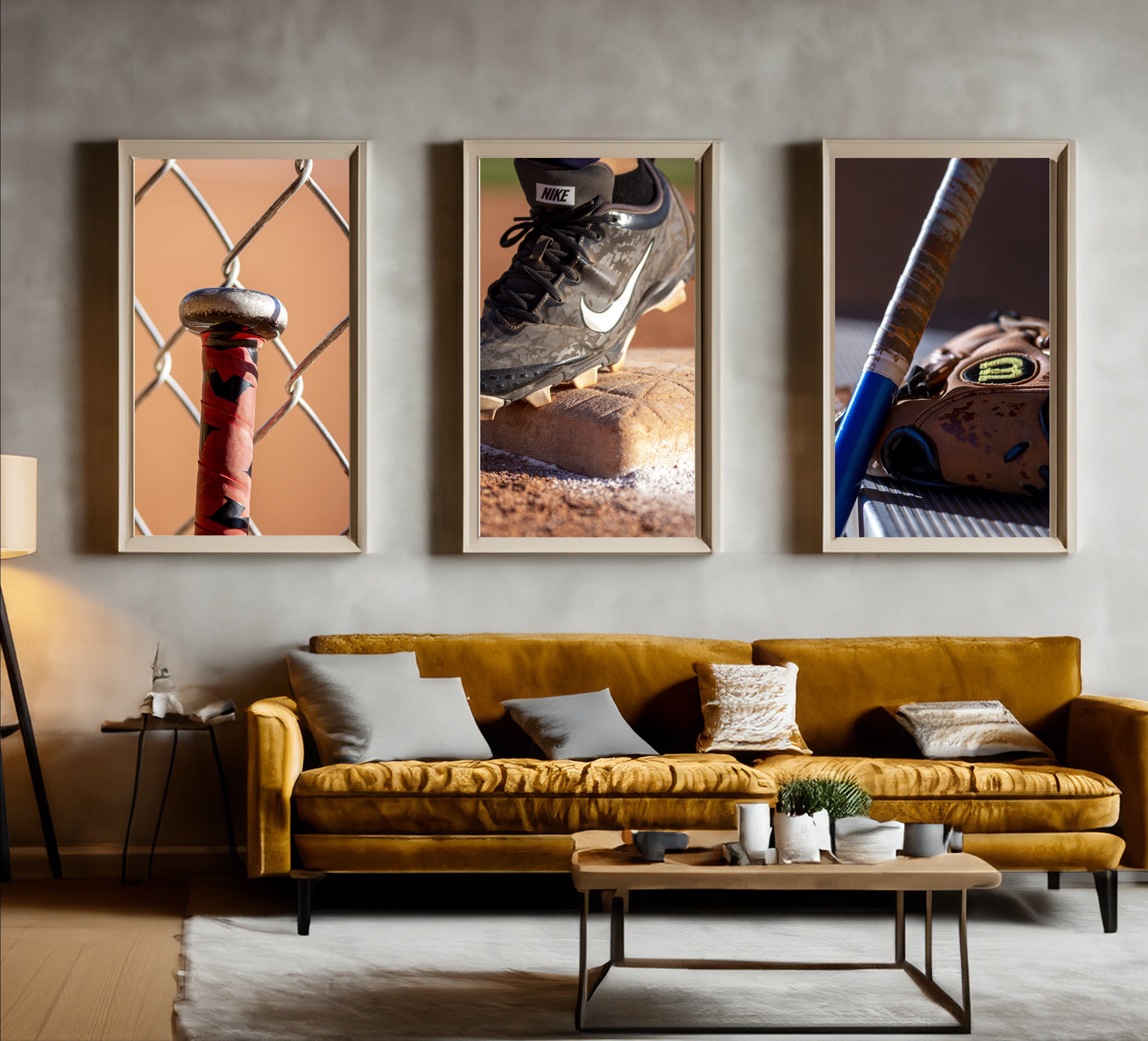 Sports Photography, Macro photography, Baseball Bat, Cleats & Base, Need a photo for your boy's room or man cave? Set of 4