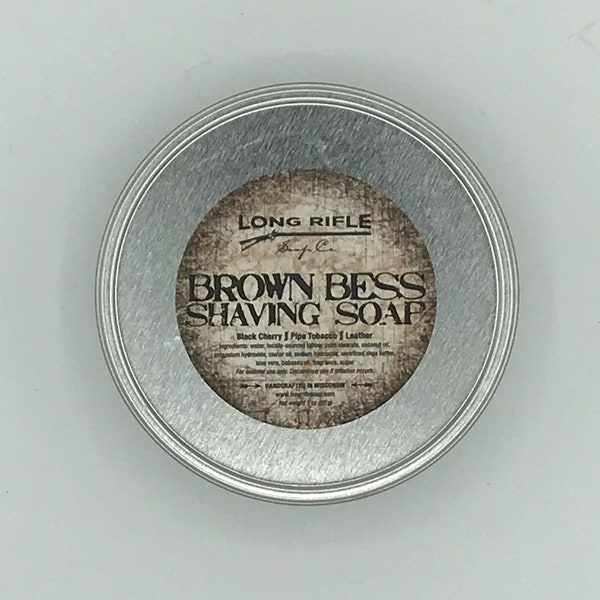 Brown Bess 3 oz Tallow Shaving Soap Puck | Pipe Tobacco, Smoke, Leather scent |  Italian Creama Croap