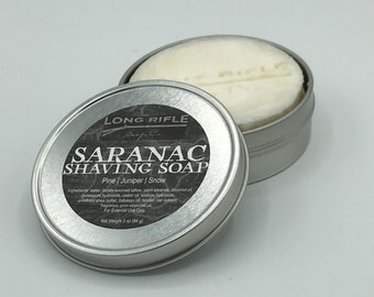 Saranac Shaving Soap Puck - Black Label Collection Juniper, Pine and Snow Scent