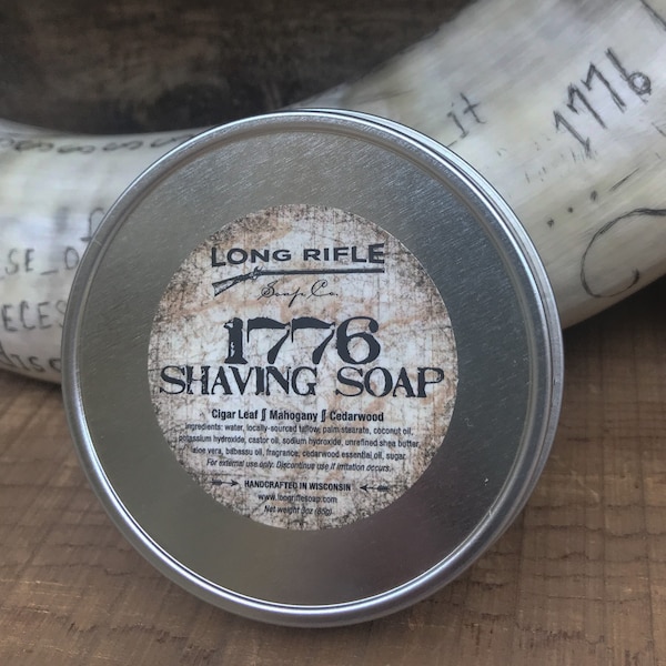 1776 Tallow Shaving Soap Puck | Cigar Leaf, Mahogany, Cedarwood | Italian Crema Croap