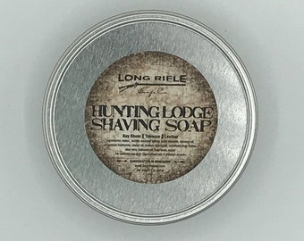 Hunting Lodge Tallow Italian Cream Shaving Soap Puck -tobacco, bay rum, and leather fragrance