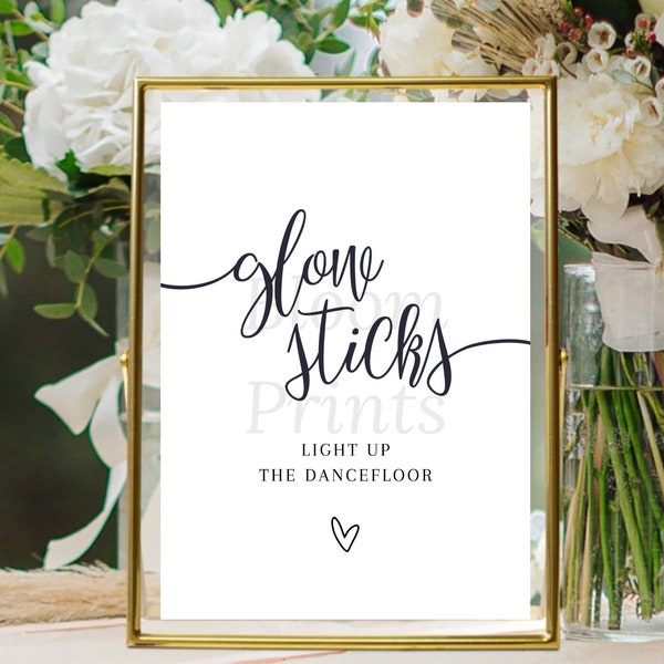 Wedding glow stick sign template | light up the dance floor sign template | modern handwriting glow sticks printable | editable | Weddings