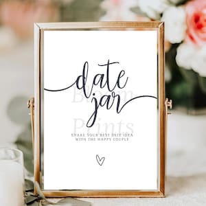 Minimalist Date Night Ideas Sign | Wedding Date Night Advice | Date Night Card | Wedding Sign | Bridal Shower Game |