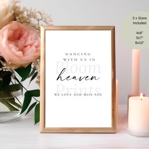 Amber In Loving Memory Sign  Dancing With Us In Heaven Sign | In Memorial Sign | Wedding Memorial Sign | Pdf Wedding Sign | Dancing With Us
