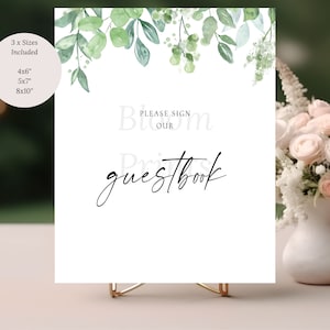 Sara Foliage Photo Guest Book Sign | Wedding Photo Guestbook Sign | Printable Photo Guestbook | Instant Download Wedding Guestbook Sign |