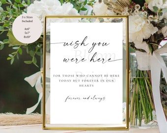 Minimalist Wish You Were Here Sign | In Loving Memory Sign | Modern Wedding Signage | Watching From Heaven Sign Simple | Printable Weddings