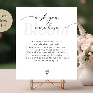 Letrero "Wish You Were Here" / Letrero "In Loving Memory" / Letrero de boda moderno / Letrero "Watching From Heaven" / Sencillo y limpio / Clásico DIY Boho