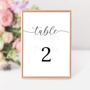 Wedding Table Numbers Printable | Table Numbers Template | Calligraphy Table Numbers | 5x7 | 4x6 | 3x5 | Instant Download | Wedding Decor