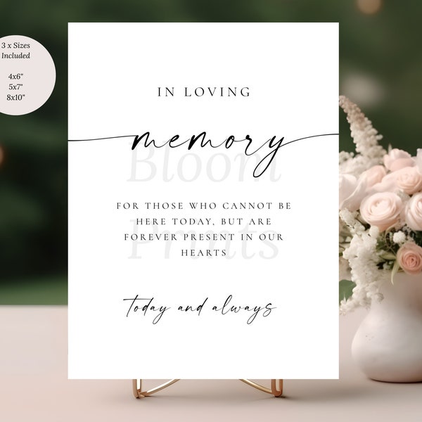Amber In Memory Sign | In Loving Memory Sign | Modern Wedding Signage | Watching From Heaven Sign | Simple Sign | Boho Weddings