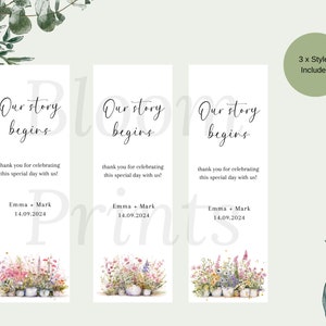 Wildflower bladwijzer bruiloft gunst sjabloon | Bruids douche bladwijzer gunst | Potplant bruids douche gunst Tag | Boho bloemen bladwijzer