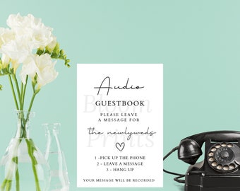 Audio Guestbook Sign, Modern Minimalist Wedding Sign, Phone Message ...