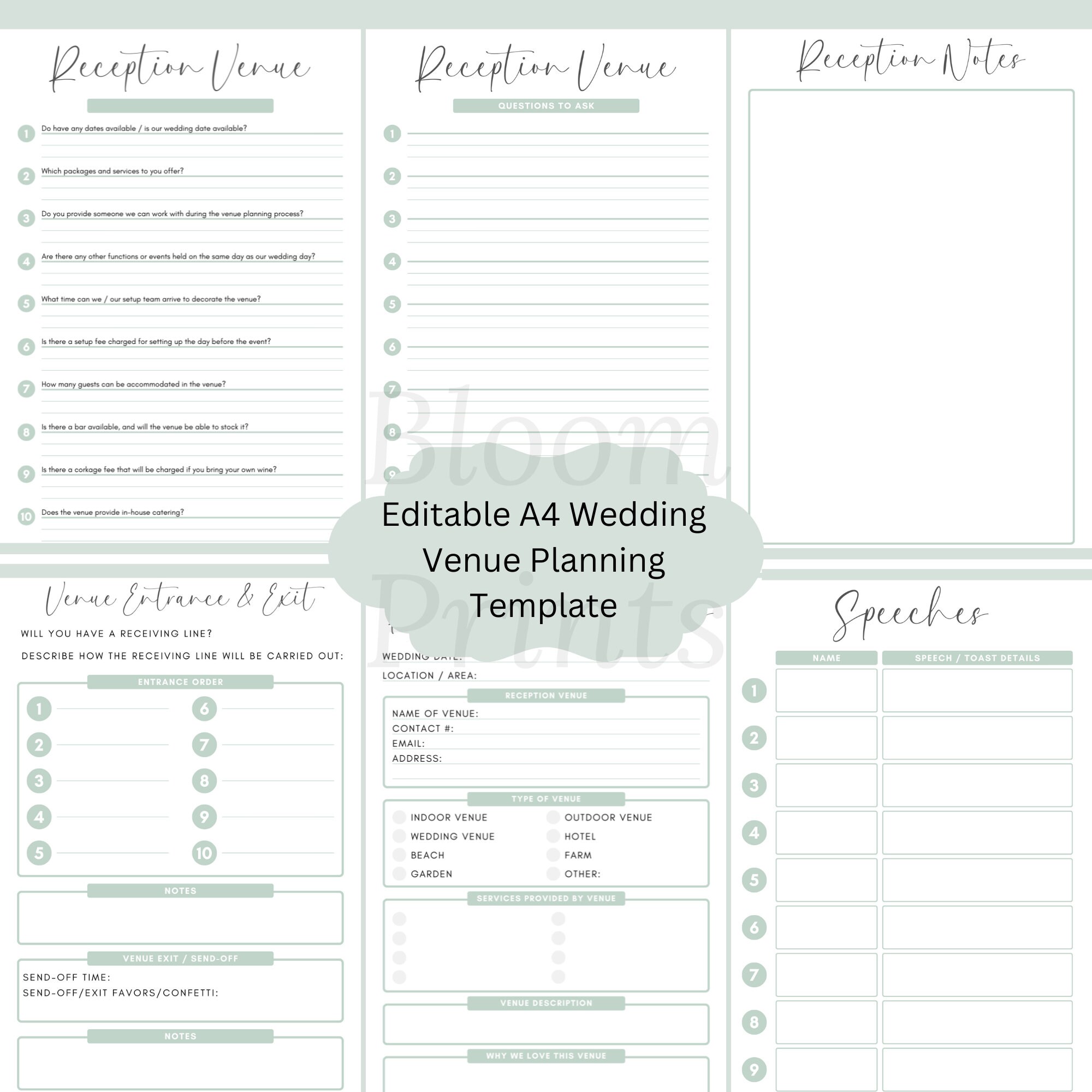 Wedding Venue Comparison Wedding Planning Spreadsheet Wedding Planner ...