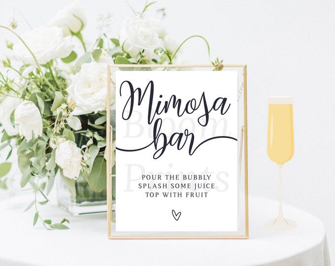 Mimosa Bar Sign, Mimosa Bar Wedding Sign Gold Mimosa Bar Mimosa Bar ...