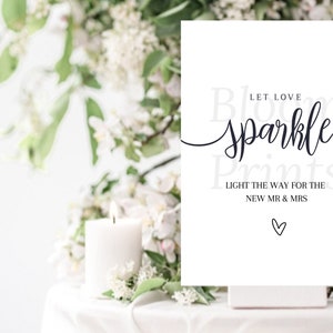 Minimalist Sparkler Send Off Sign Printable | Let Love Sparkle Sign | Modern Wedding Sign | Editable Table Top Sign | Wedding Signs