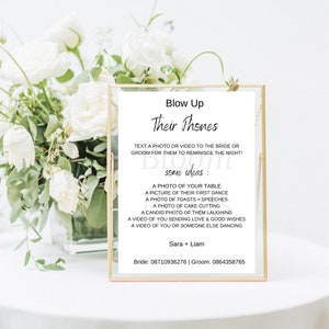 Blow Up Their Phone Sign | Wedding Photo Hunt Game | Minimalist Wedding Sign | Take Action Sign | I Spy Wedding Game | Editable Template