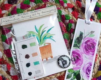 DIY Mini Painting kit - Potted plants, Watercolour kit