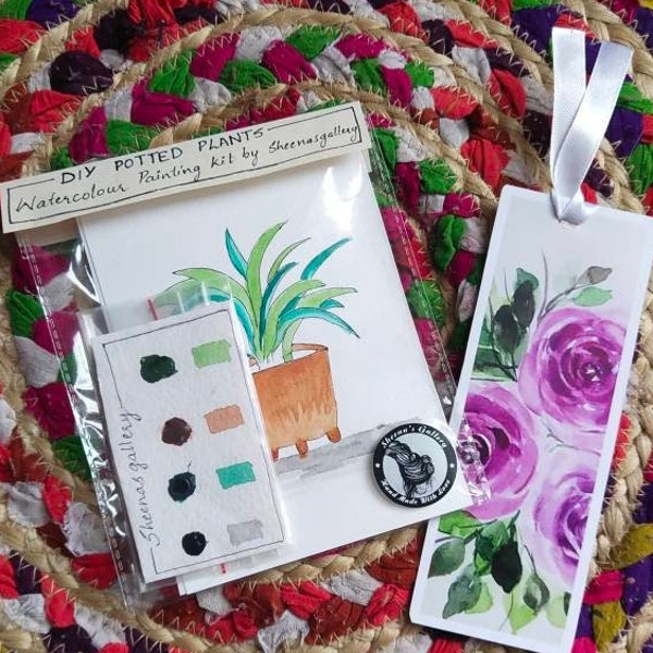 DIY Mini Painting kit - Potted plants, Watercolour kit