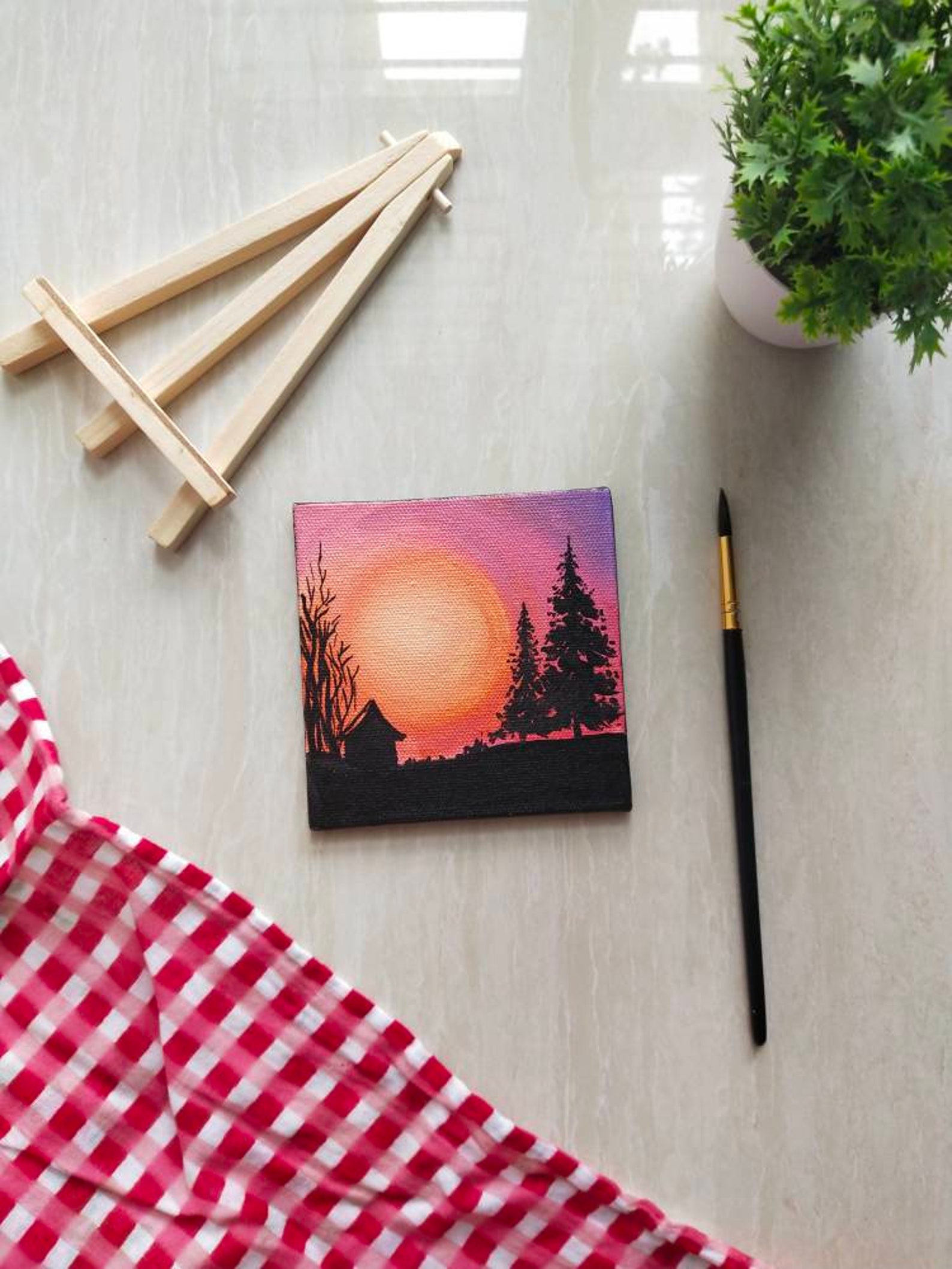 Mini Canvas Painting Gift Aesthetic Sunset Small Canvas Etsy
