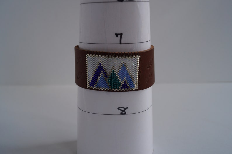 Boho Leather Cuff Hiker/'s Bracelet Outdoors Wanderlust Jewelry Hippie Cuff Bracelet Mountain Bracelet Natural Beaded Cuff Bracelet