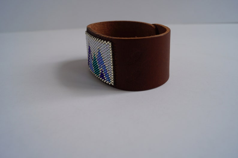Boho Leather Cuff Hiker/'s Bracelet Outdoors Wanderlust Jewelry Hippie Cuff Bracelet Mountain Bracelet Natural Beaded Cuff Bracelet