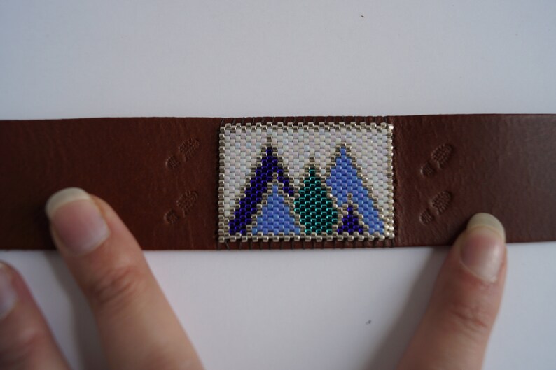 Boho Leather Cuff Hiker/'s Bracelet Outdoors Wanderlust Jewelry Hippie Cuff Bracelet Mountain Bracelet Natural Beaded Cuff Bracelet